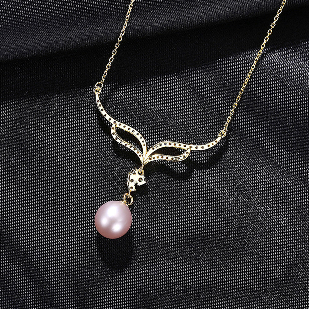 925 Sterling Silver Natural Pearl Drop Necklace Fashion Jewelry Gift for Women Girls