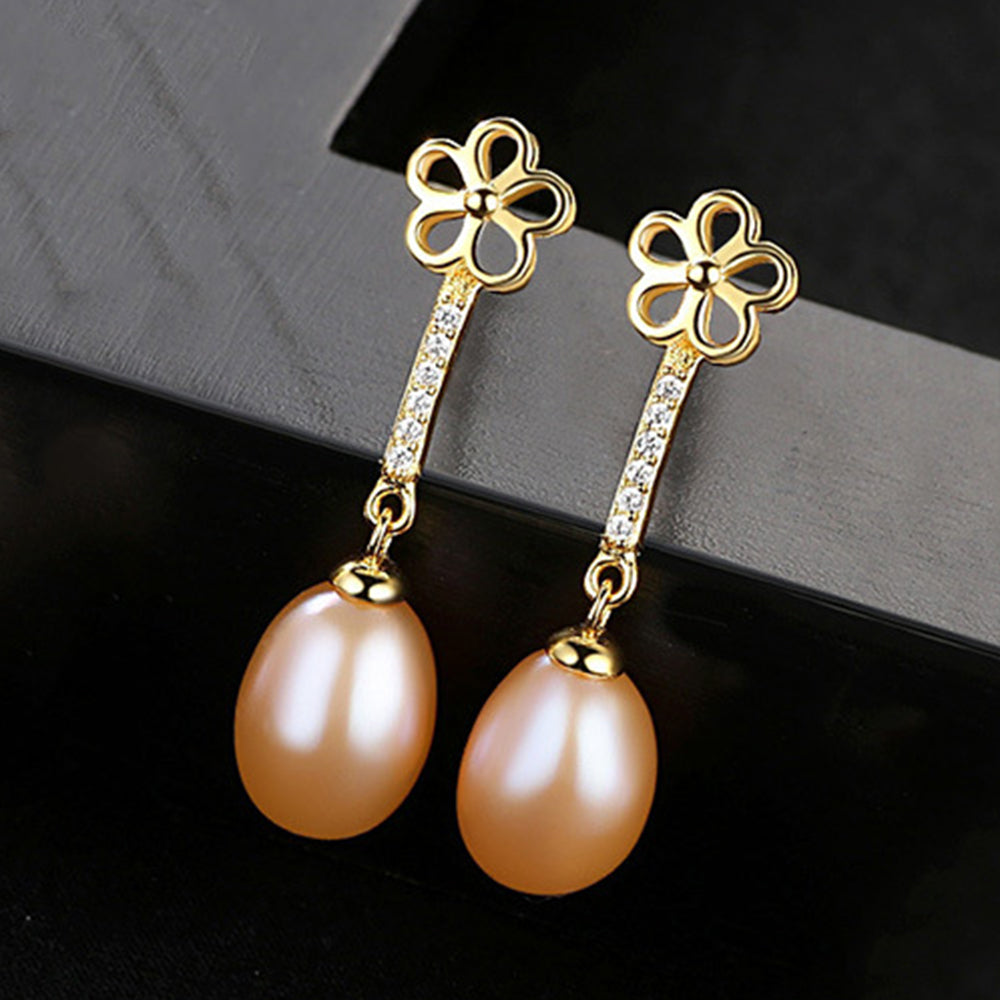 Pendientes colgantes de perla natural de plata de ley 925, joyería de moda, regalo para mujeres y niñas.