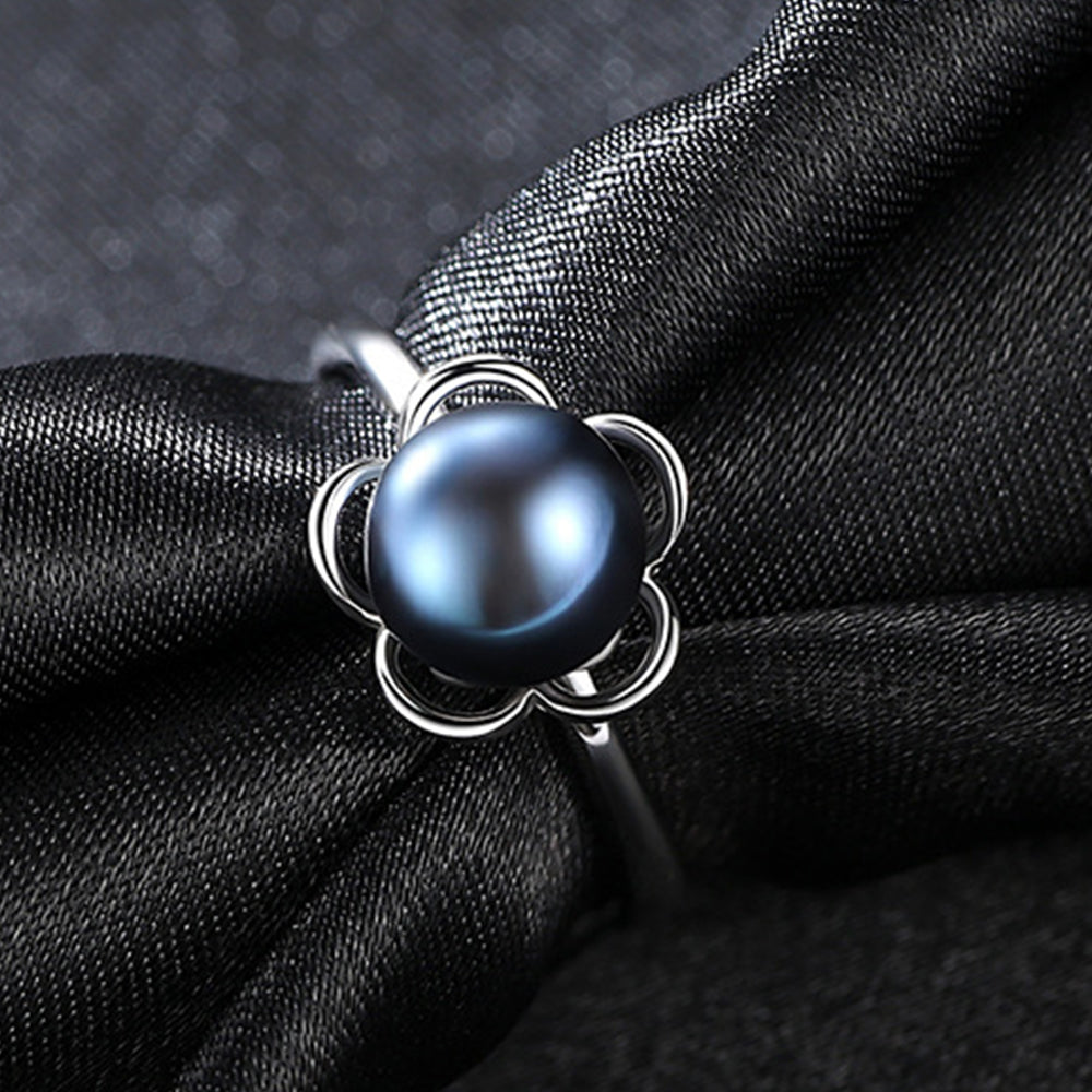 925 Sterling Silver Natural Pearl Ring Fashion Jewelry Gift for Women Girls