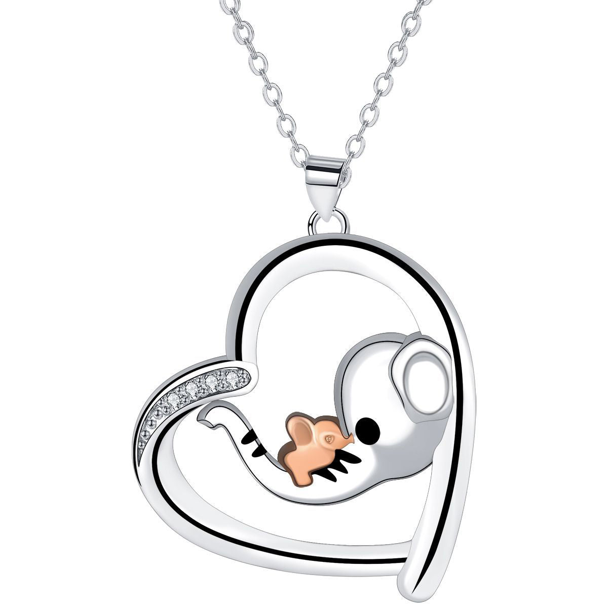 Copper With Silver/Rosgold Plated Heart Pendant Necklace