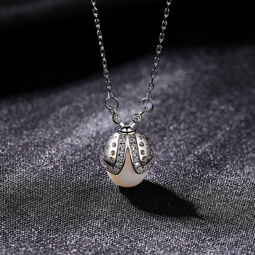 925 Sterling Silver Natural Pearl Drop Necklace Fashion Jewelry Gift for Women Girls