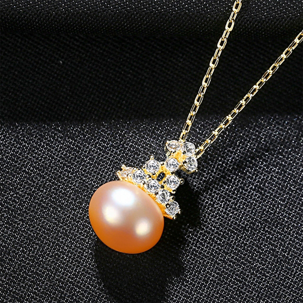 925 Sterling Silver Natural Pearl Drop Necklace Fashion Jewelry Gift for Women Girls