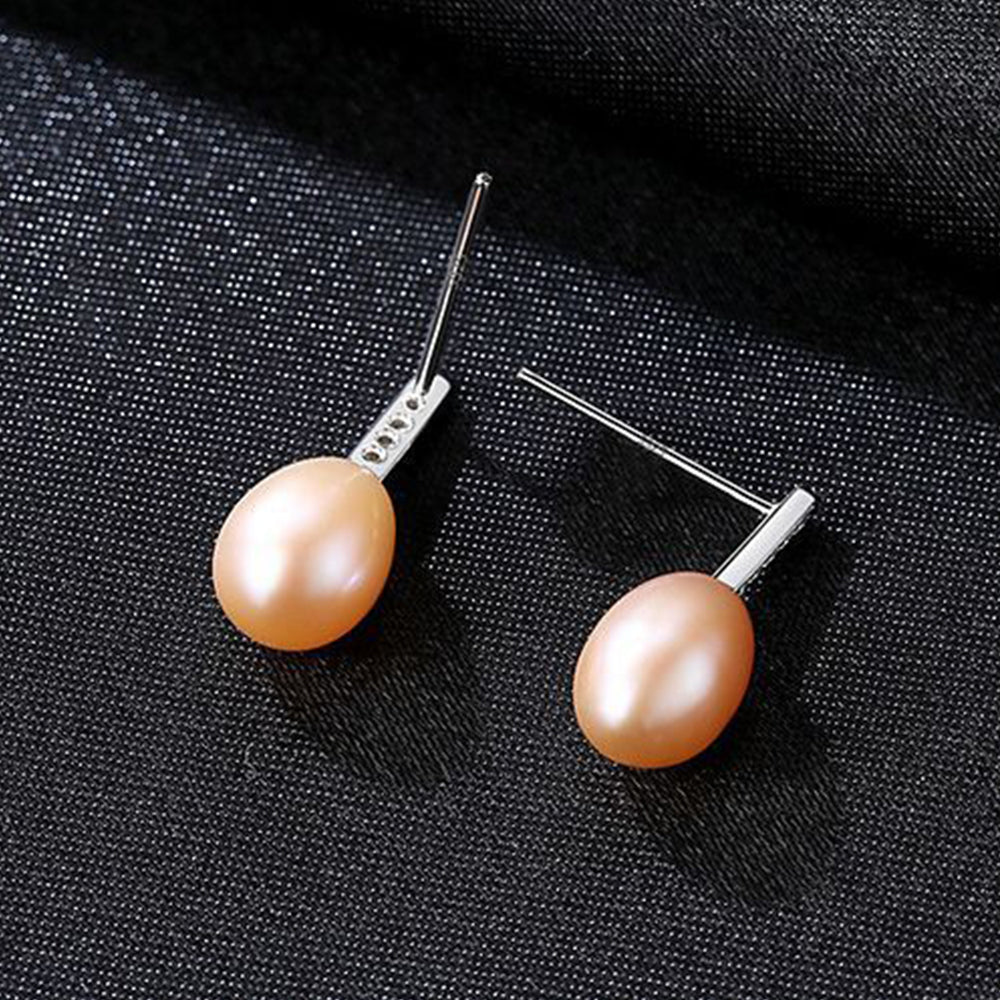 925 Sterling Silver Natural Pearl Drop Earrings Fashion Jewelry Gift for Women Girls
