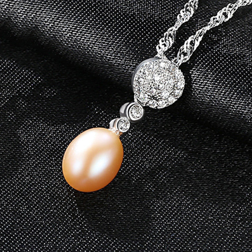 925 Sterling Silver Natural Pearl Drop Necklace Fashion Jewelry Gift for Women Girls
