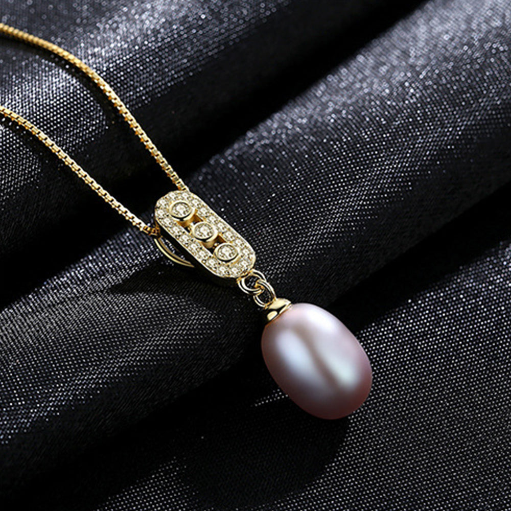 925 Sterling Silver Natural Pearl Drop Necklace Fashion Jewelry Gift for Women Girls