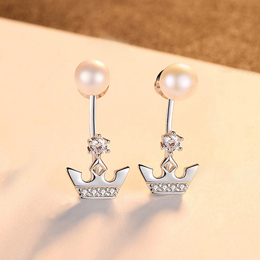 925 Sterling Silver Natural Pearl Drop Earrings Fashion Jewelry Gift for Women Girls