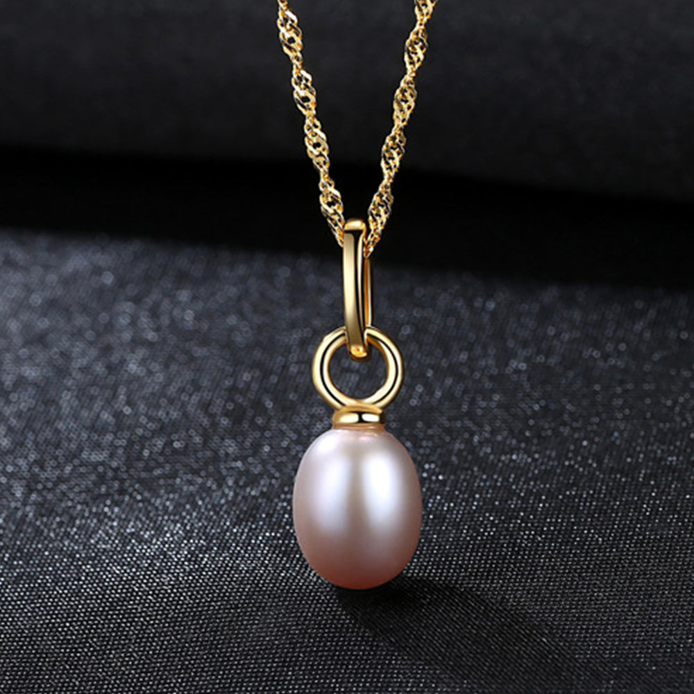 925 Sterling Silver Natural Pearl Drop Necklace Fashion Jewelry Gift for Women Girls