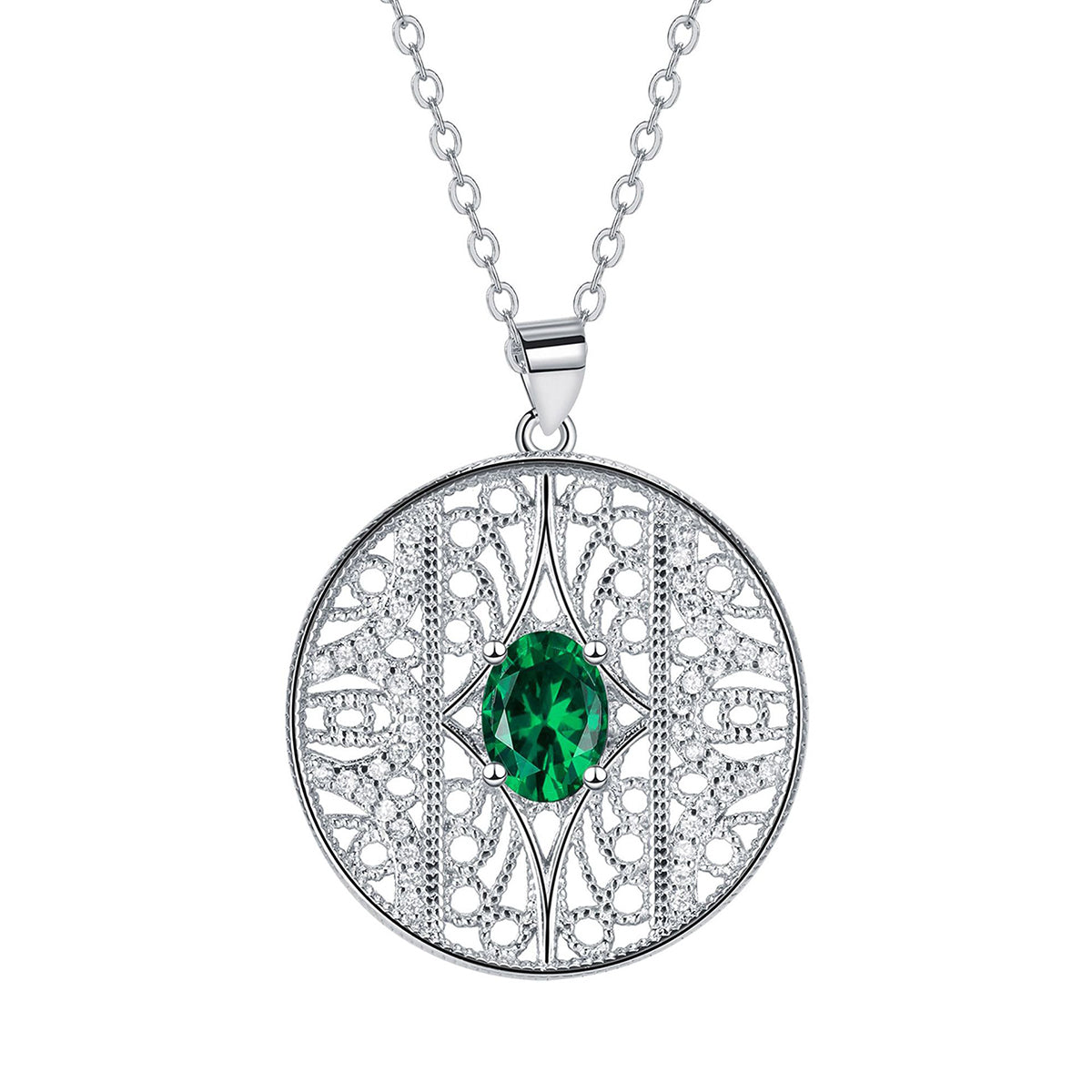 Copper With Silver Plated Circle Pendant Necklace