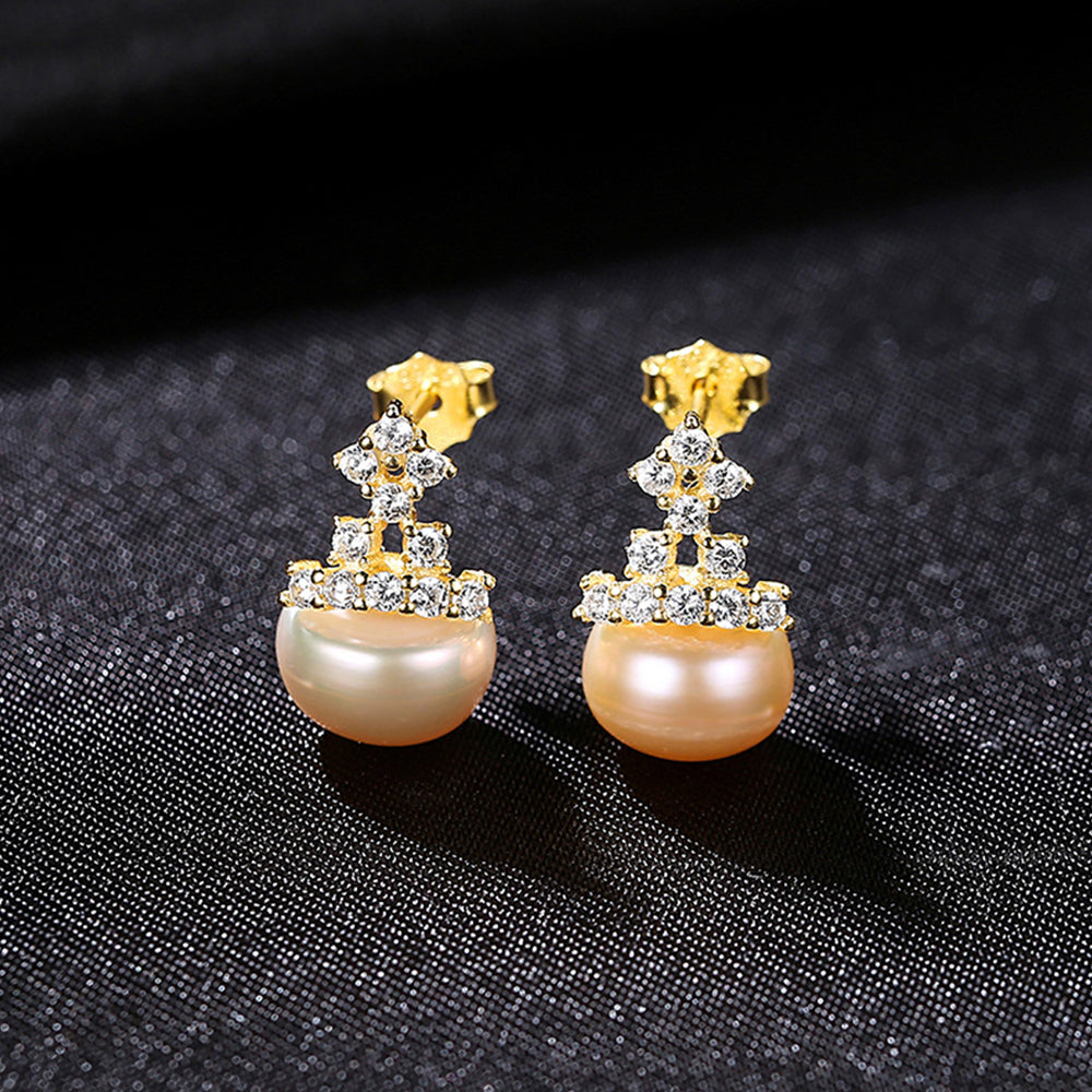925 Sterling Silver Natural Pearl Drop Earrings Fashion Jewelry Gift for Women Girls