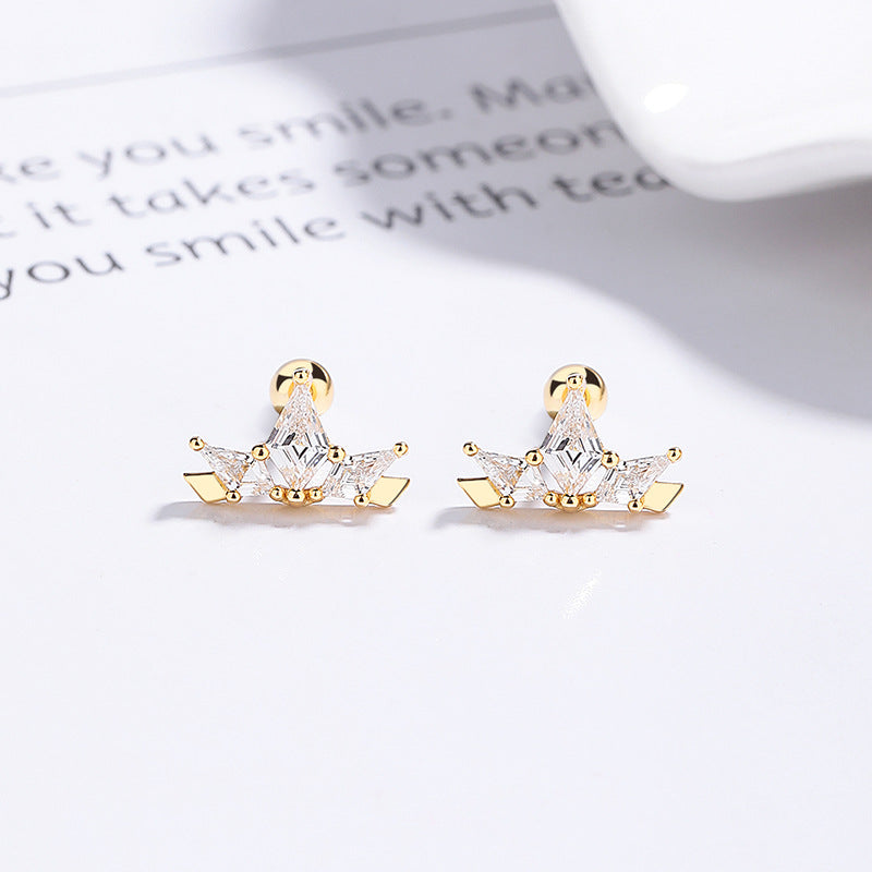 925 Sterling Silver Zircon Screw Back Stud Earrings