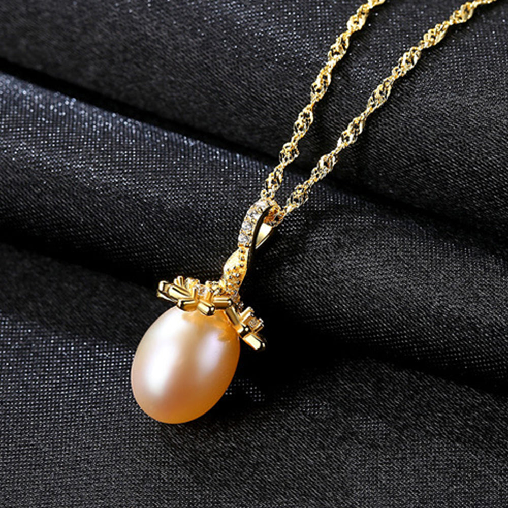 925 Sterling Silver Natural Pearl Drop Necklace Fashion Jewelry Gift for Women Girls