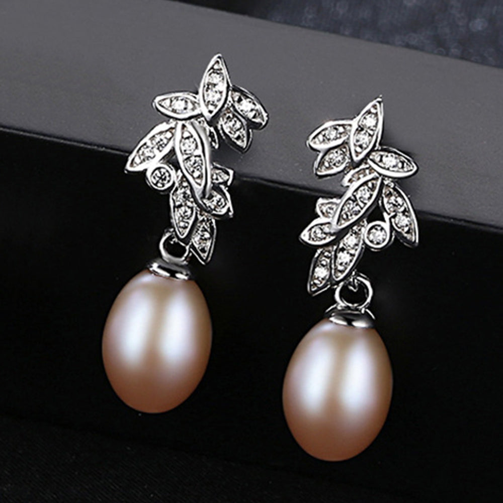 925 Sterling Silver Natural Pearl Stud Earrings Fashion Jewelry Gift for Women Girls