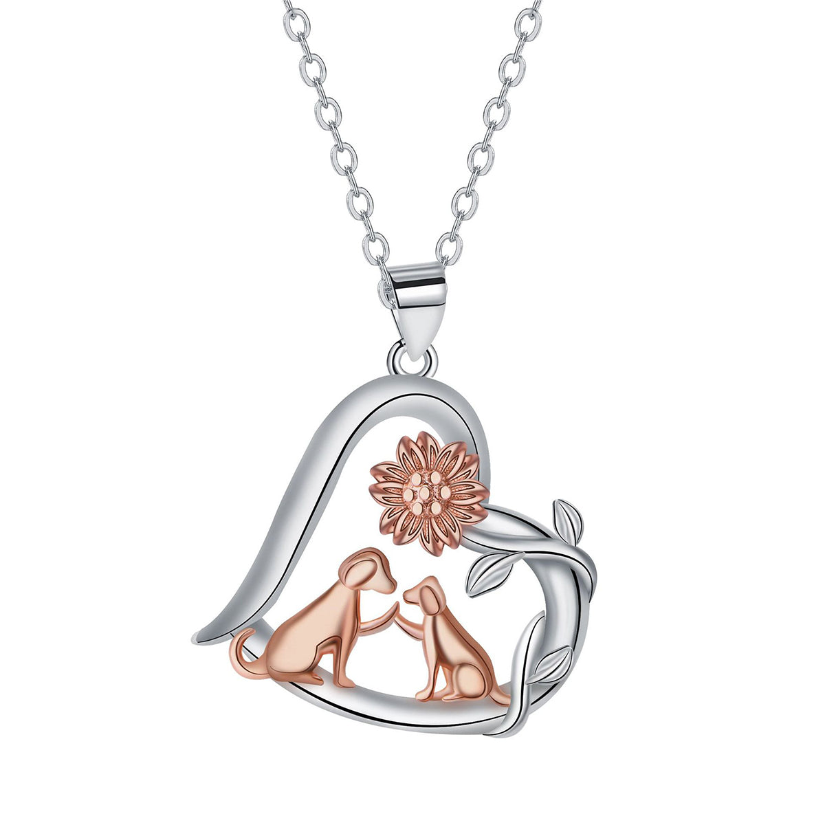 Copper With Silver/Rosegold Plated Heart Pendant Necklace