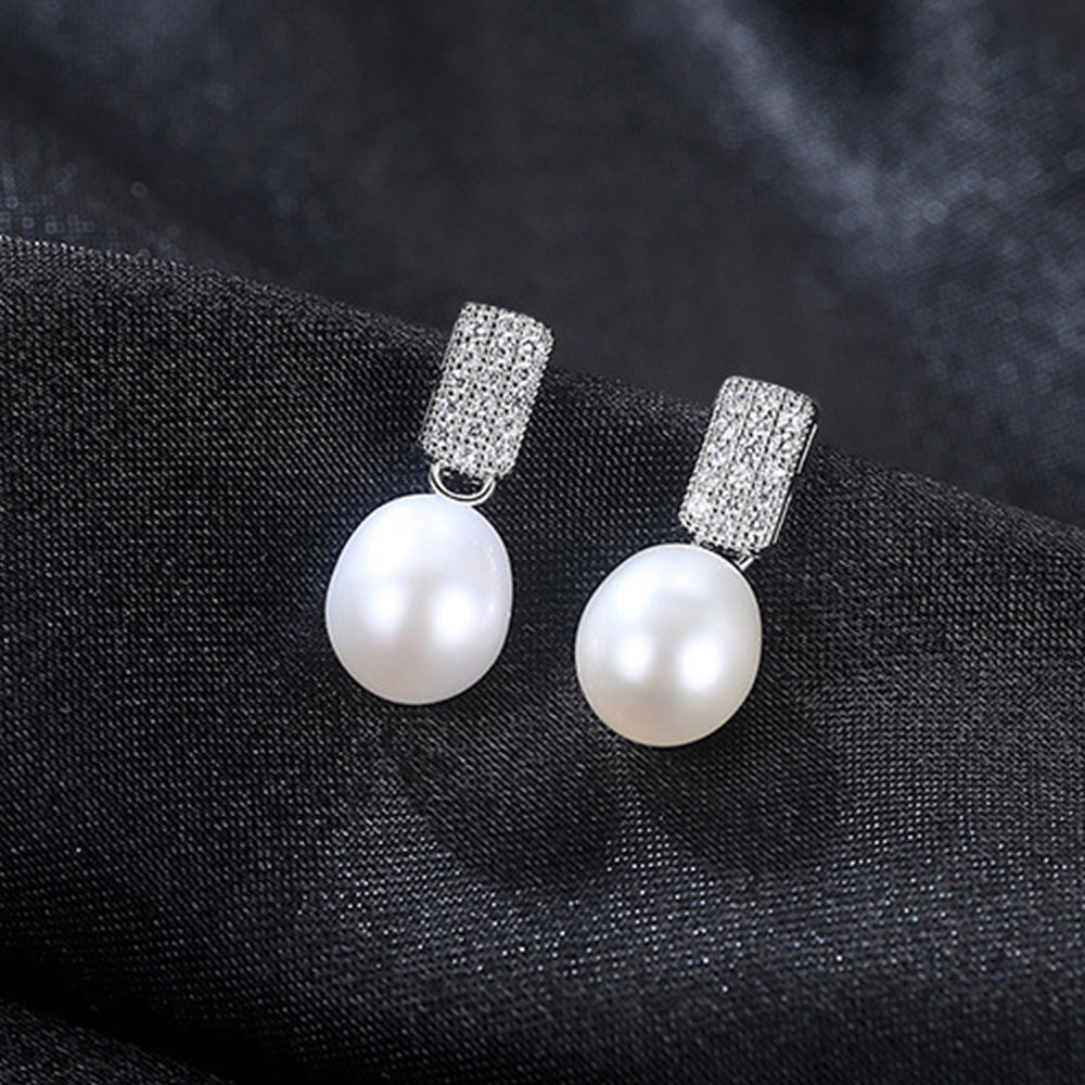 925 Sterling Silver Natural Pearl Drop Earrings Fashion Jewelry Gift for Women Girls