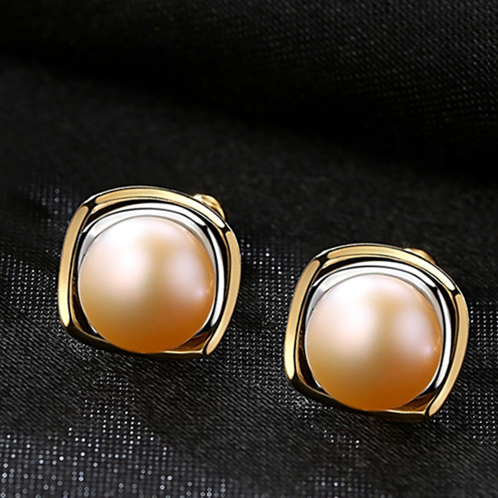 925 Sterling Silver Natural Pearl Stud Earrings Fashion Jewelry Gift for Women Girls