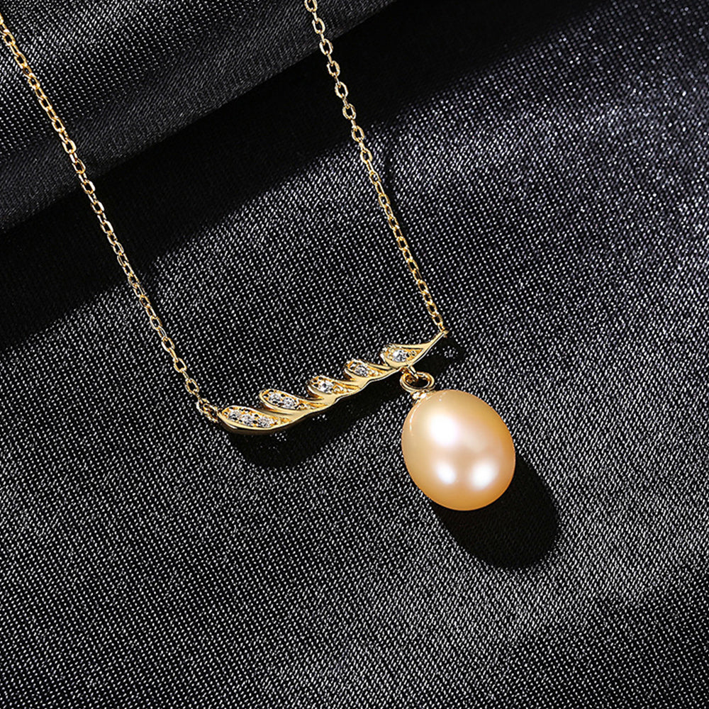 925 Sterling Silver Natural Pearl Drop Necklace Fashion Jewelry Gift for Women Girls