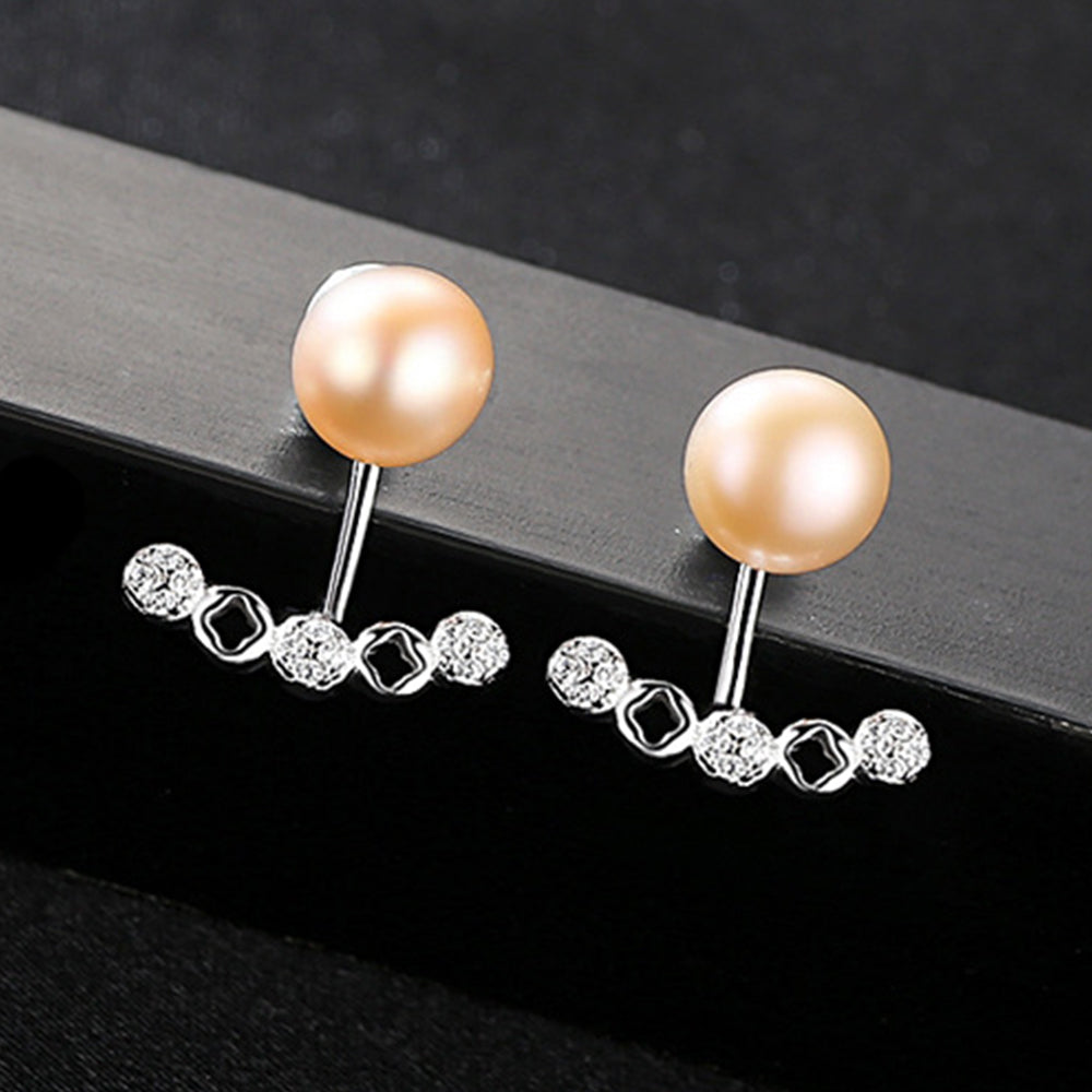 925 Sterling Silver Natural Pearl Long Drop Earrings Fashion Jewelry Gift for Women Girls