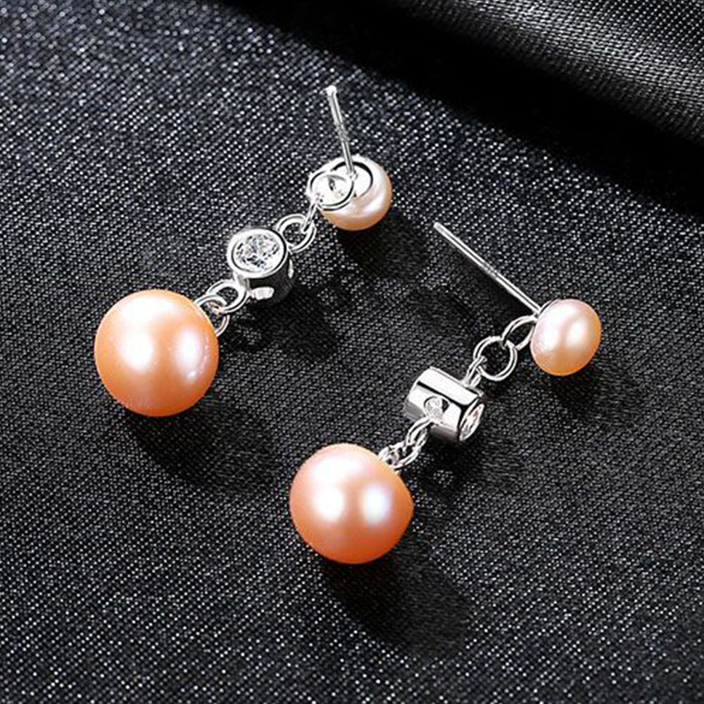 925 Sterling Silver Natural Pearl Drop Earrings Fashion Jewelry Gift for Women Girls
