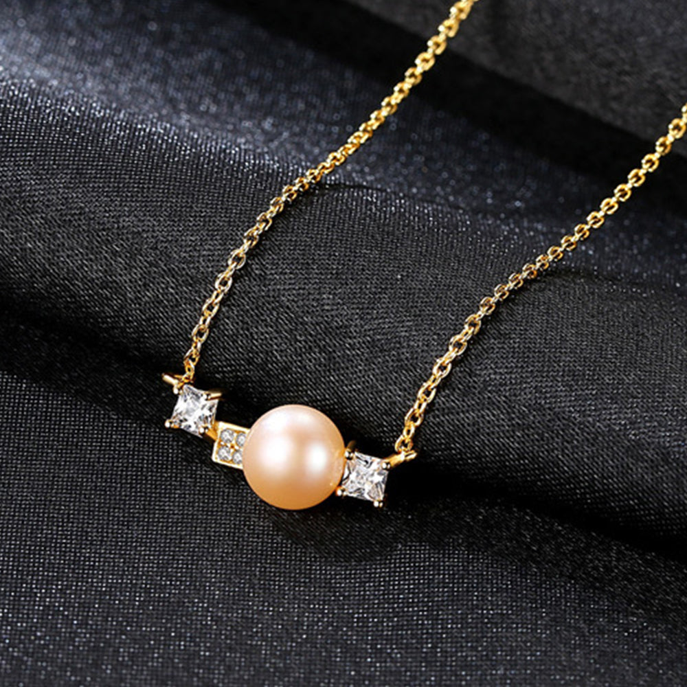 925 Sterling Silver Natural Pearl Drop Necklace Fashion Jewelry Gift for Women Girls