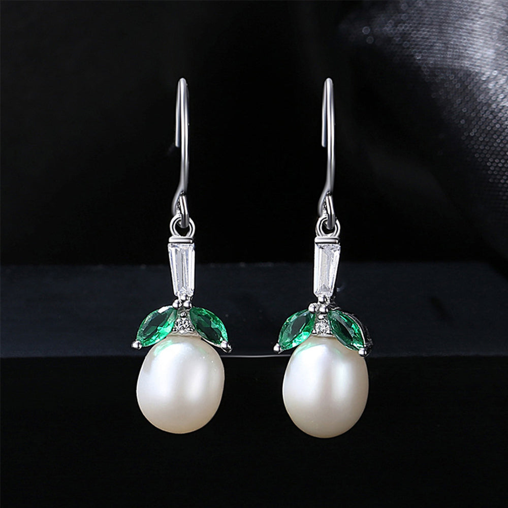 925 Sterling Silver Natural Pearl Drop Earrings Fashion Jewelry Gift for Women Girls(复制)