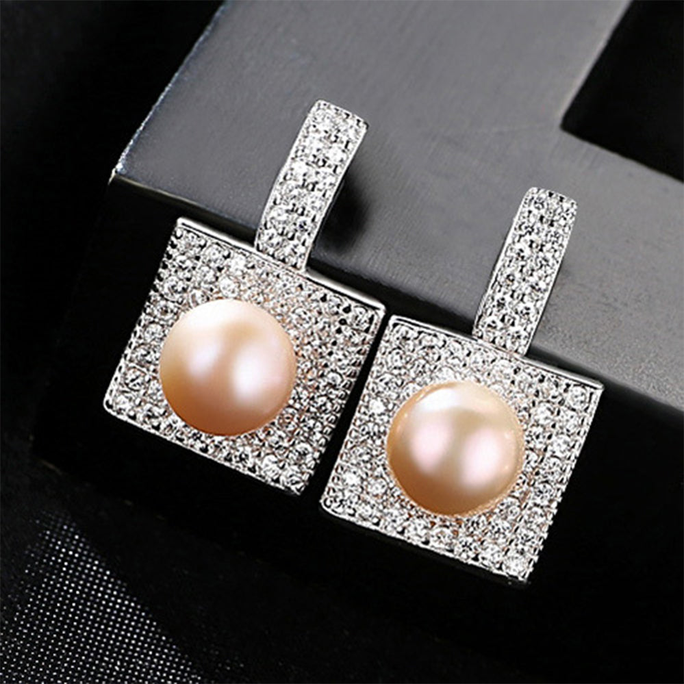 925 Sterling Silver Natural Pearl Drop Earrings Fashion Jewelry Gift for Women Girls