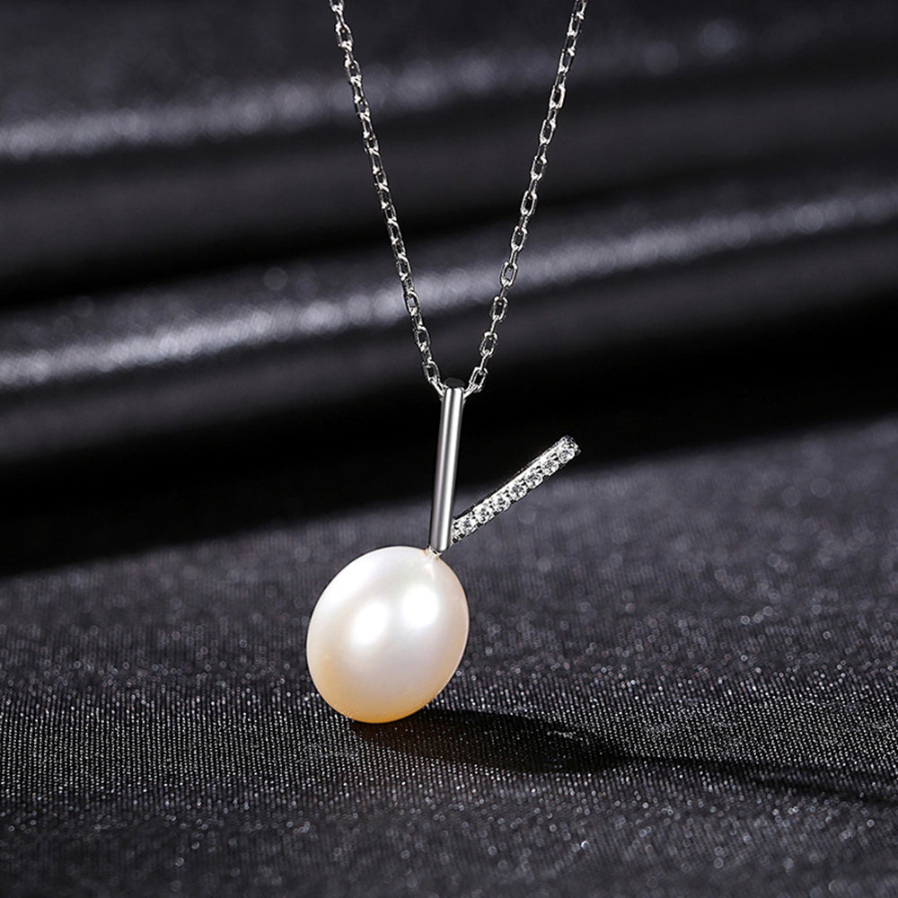 925 Sterling Silver Natural Pearl Drop Necklace Fashion Jewelry Gift for Women Girls