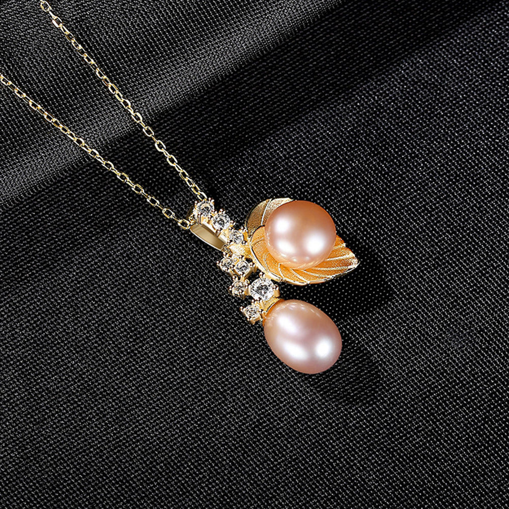 925 Sterling Silver Natural Pearl Drop Necklace Fashion Jewelry Gift for Women Girls