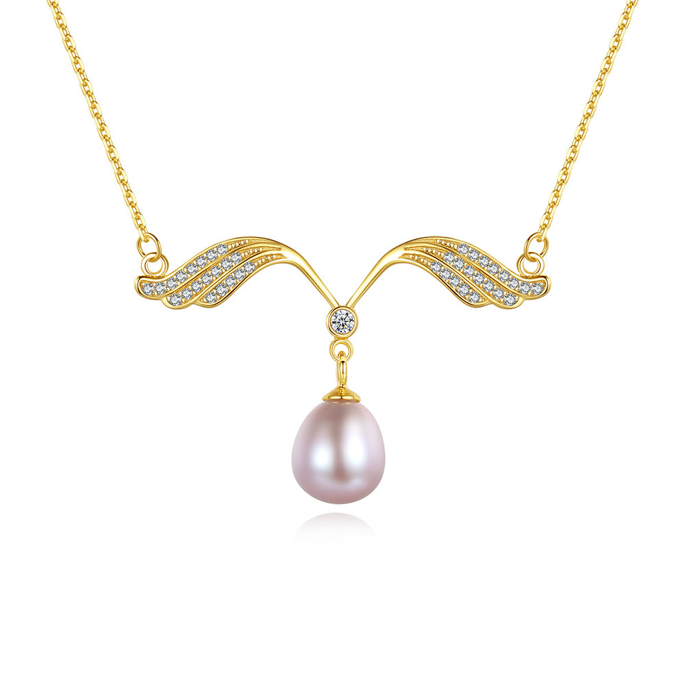 925 Sterling Silver Natural Pearl Drop Necklace Fashion Jewelry Gift for Women Girls