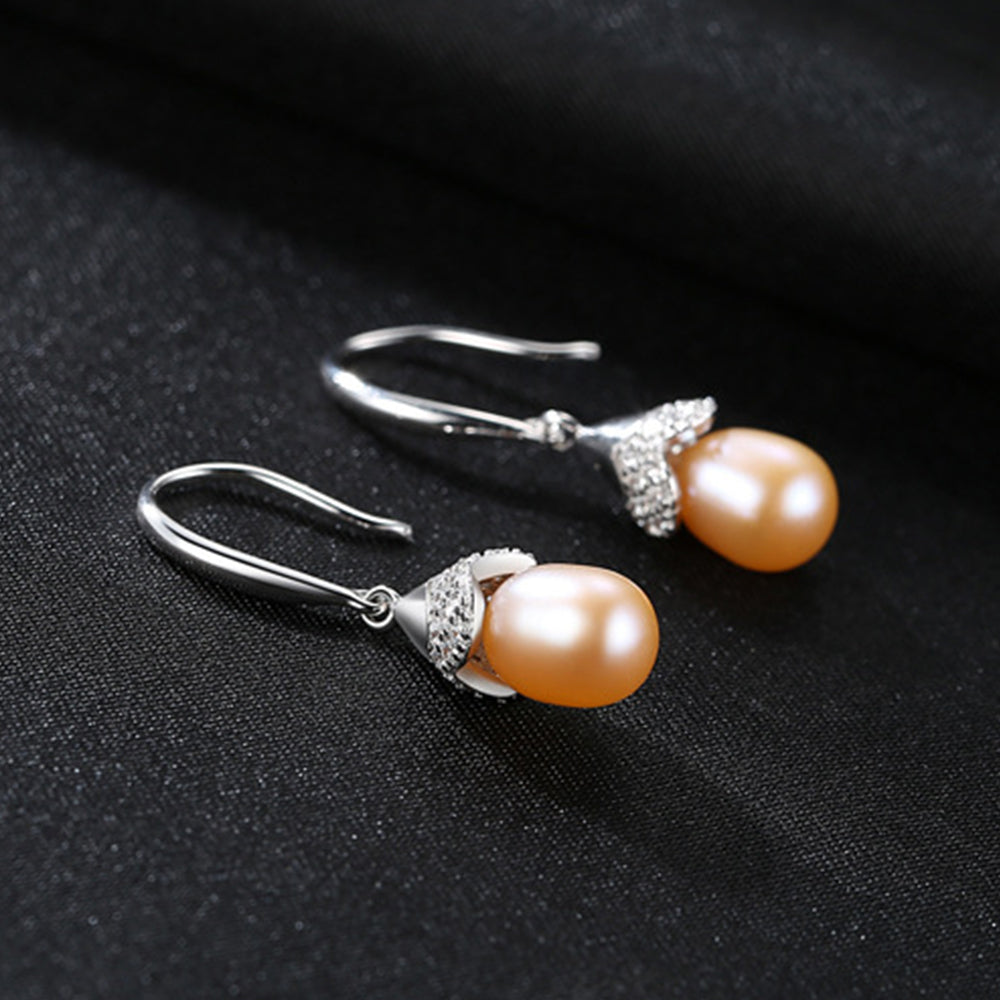 Pendientes colgantes de perla natural de plata de ley 925, joyería de moda, regalo para mujeres y niñas.