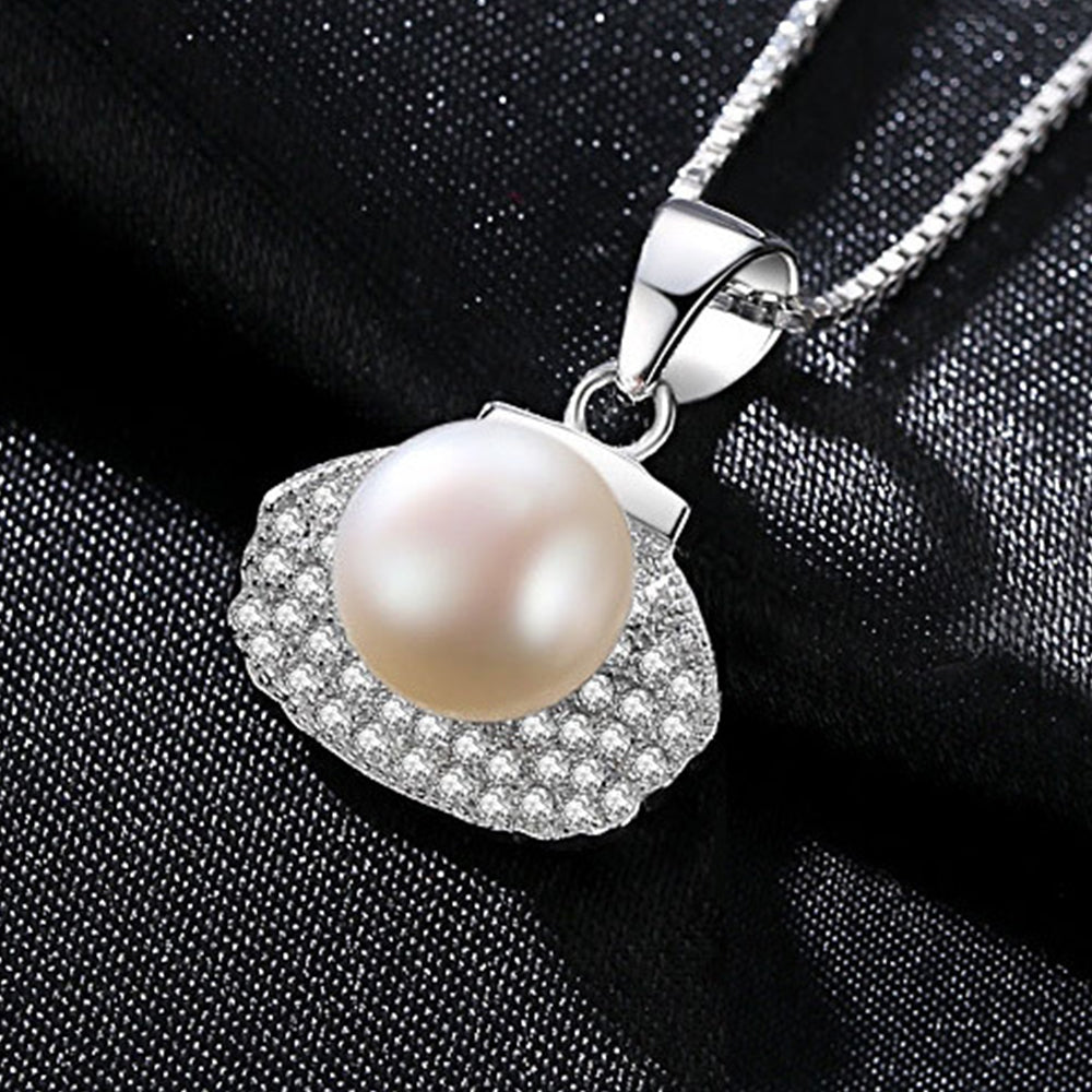 925 Sterling Silver Natural Pearl Drop Necklace Fashion Jewelry Gift for Women Girls