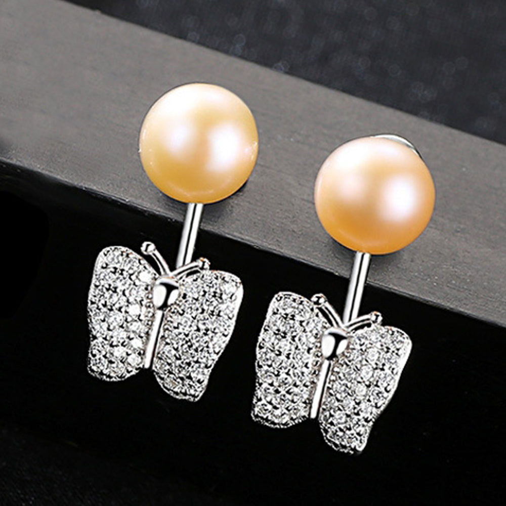 Pendientes colgantes de perla natural de plata de ley 925, joyería de moda, regalo para mujeres y niñas.
