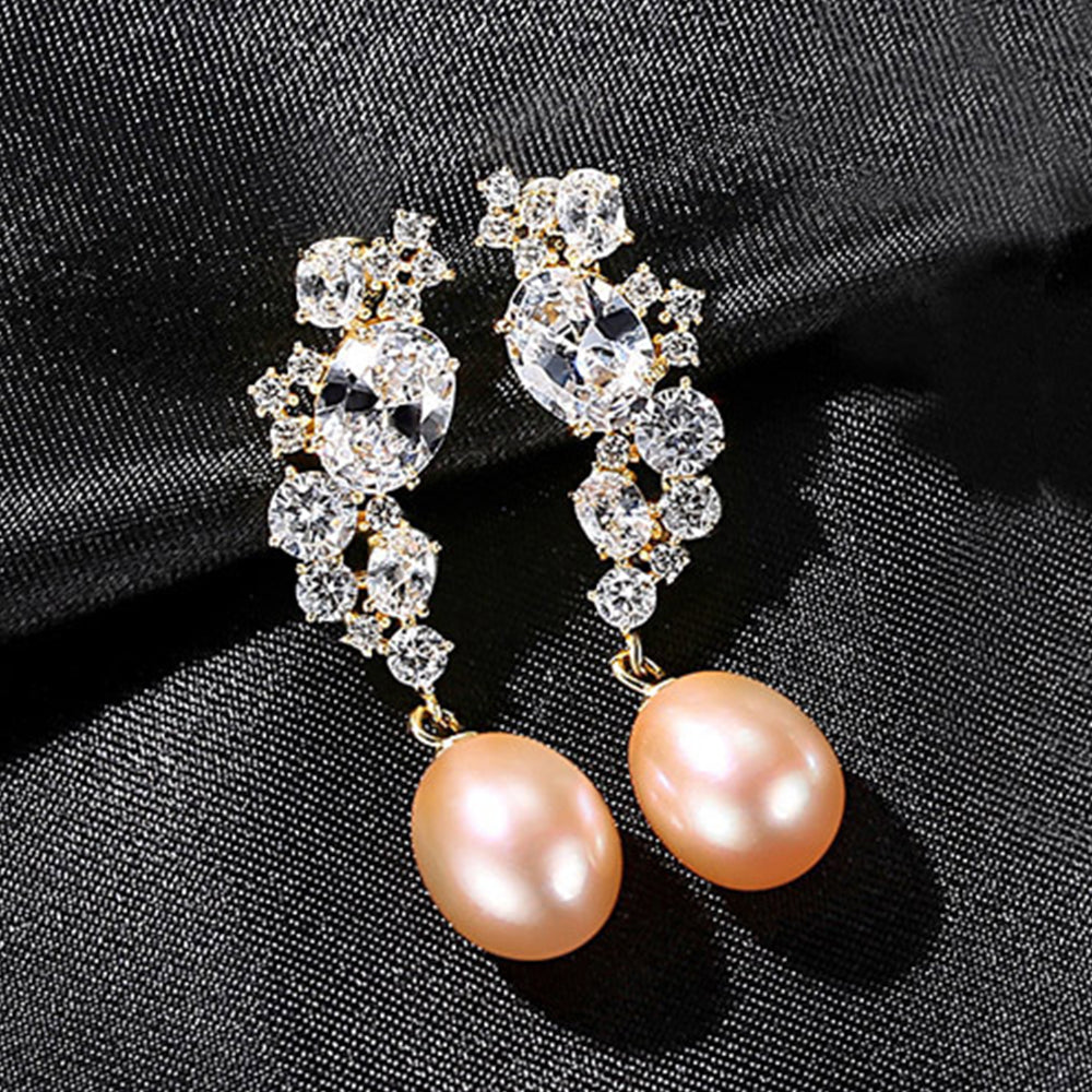 925 Sterling Silver Natural Pearl Drop Earrings Fashion Jewelry Gift for Women Girls