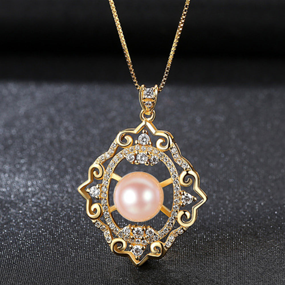 925 Sterling Silver Natural Pearl Drop Necklace Fashion Jewelry Gift for Women Girls