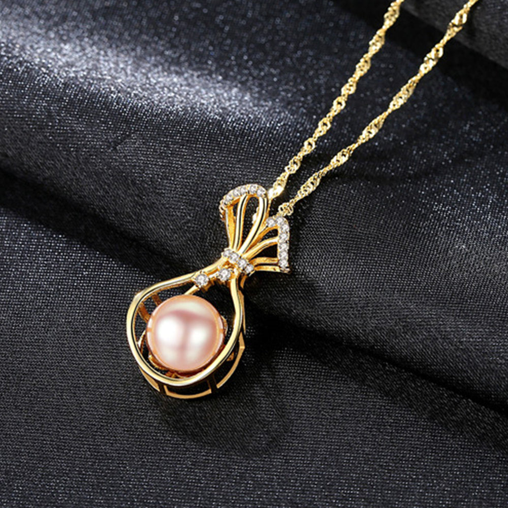 925 Sterling Silver Natural Pearl Drop Necklace Fashion Jewelry Gift for Women Girls
