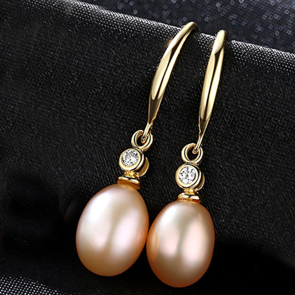 925 Sterling Silver Natural Pearl Drop Earrings Fashion Jewelry Gift for Women Girls