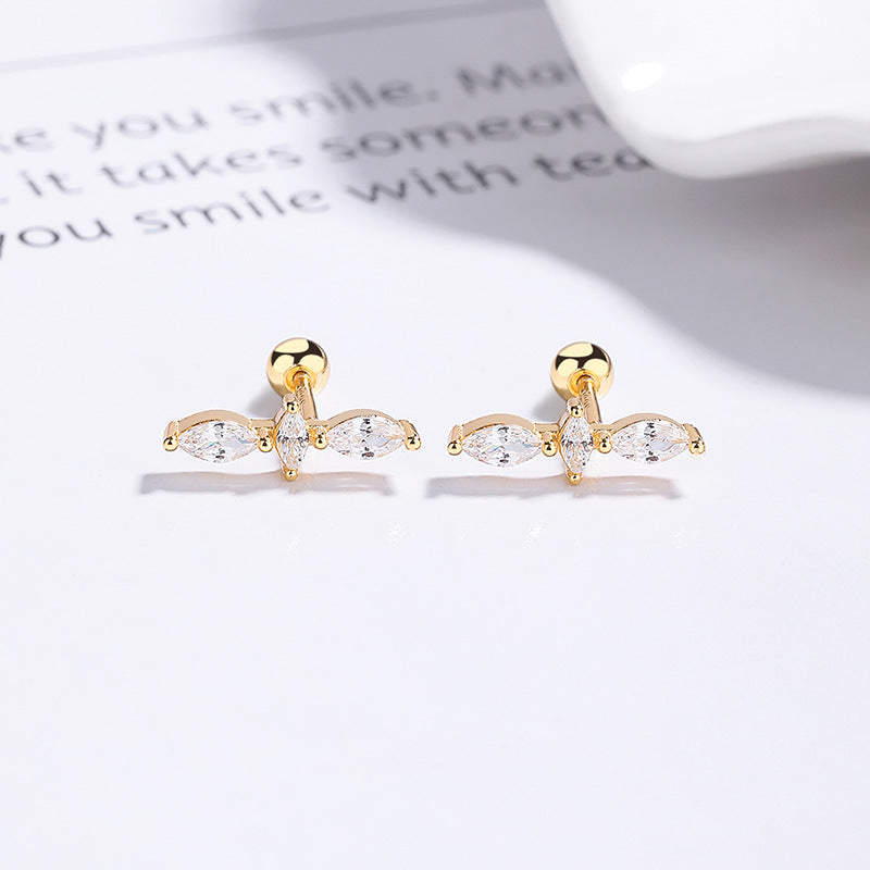 925 Sterling Silver Zircon Screw Back Stud Earrings