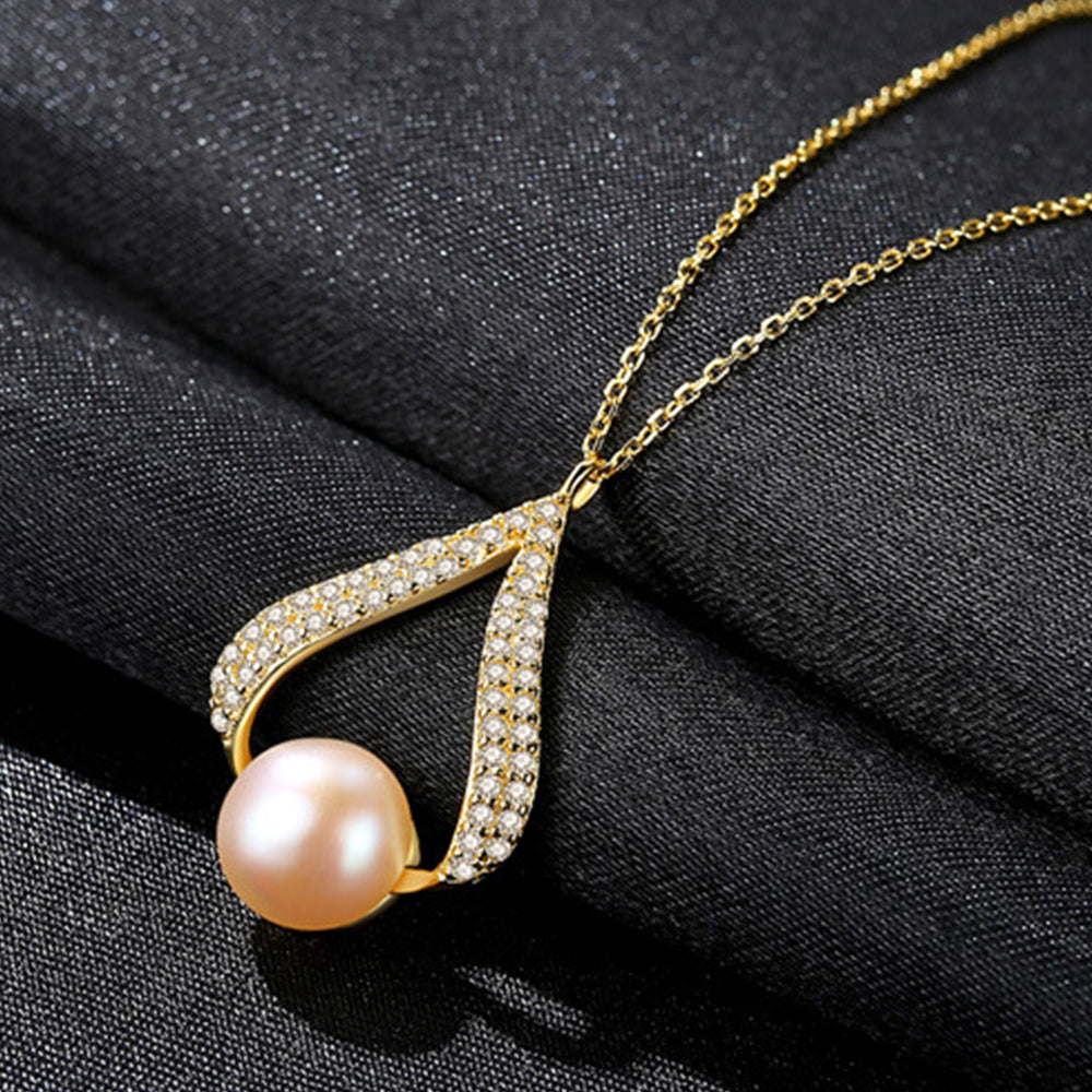925 Sterling Silver Natural Pearl Drop Necklace Fashion Jewelry Gift for Women Girls