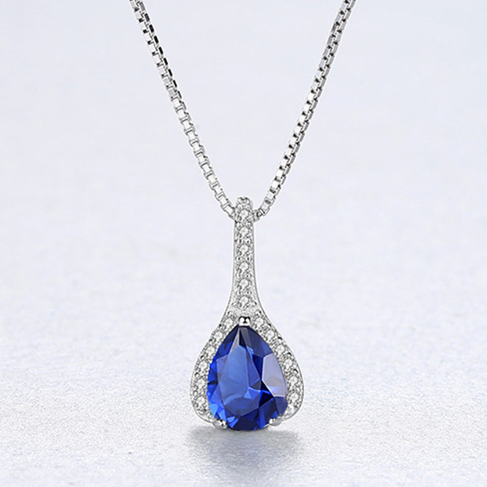 925 Sterling Silver Drop Zircon Necklace Fashion Jewelry Gift for Women Girls