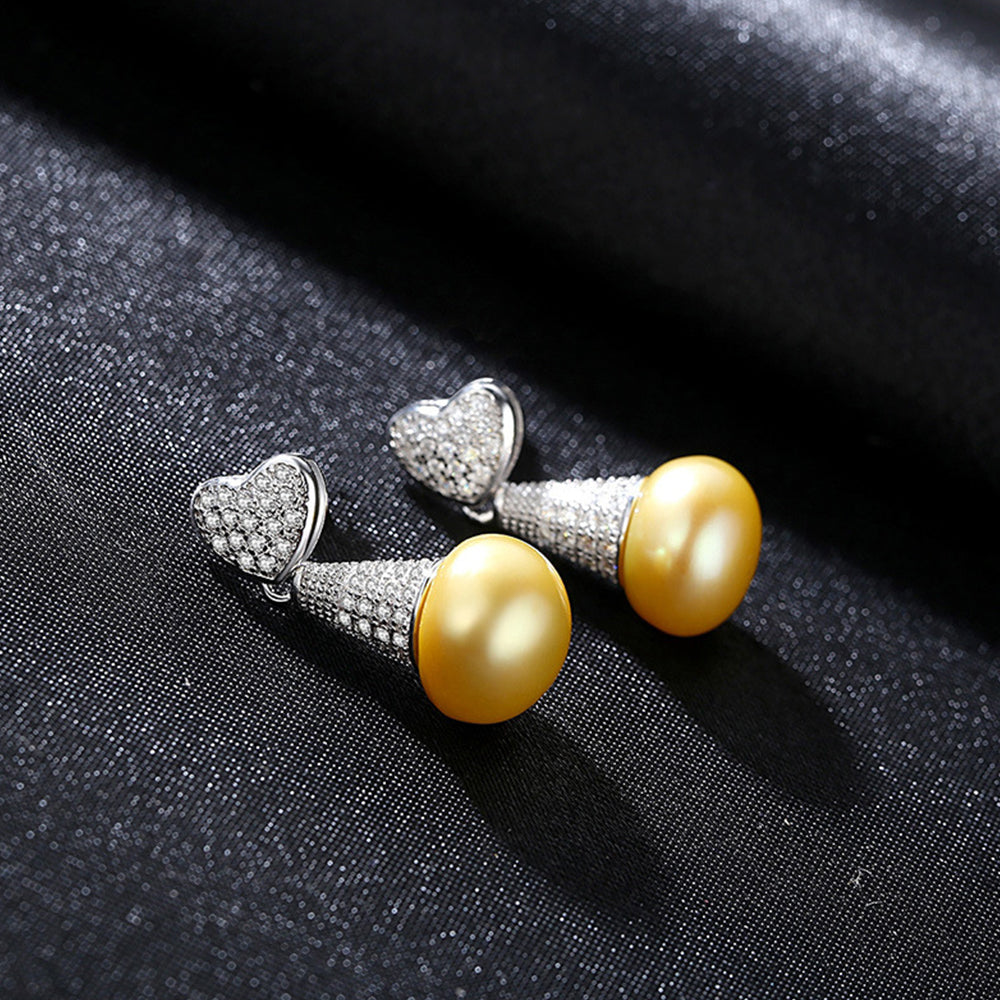 925 Sterling Silver Natural Pearl Drop Earrings Fashion Jewelry Gift for Women Girls