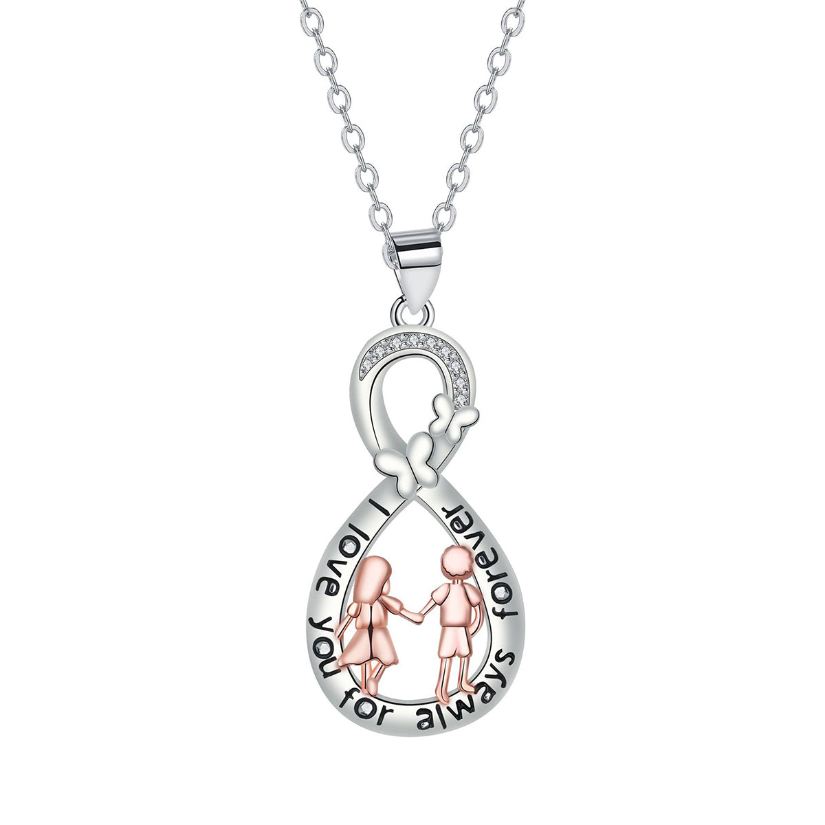 Copper With Silver/Rosegold Plated Infinity Pendant Necklace