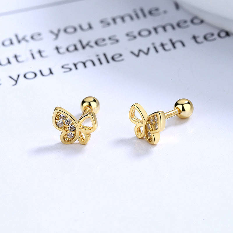 925 Sterling Silver Butterfly Screwed Earrings