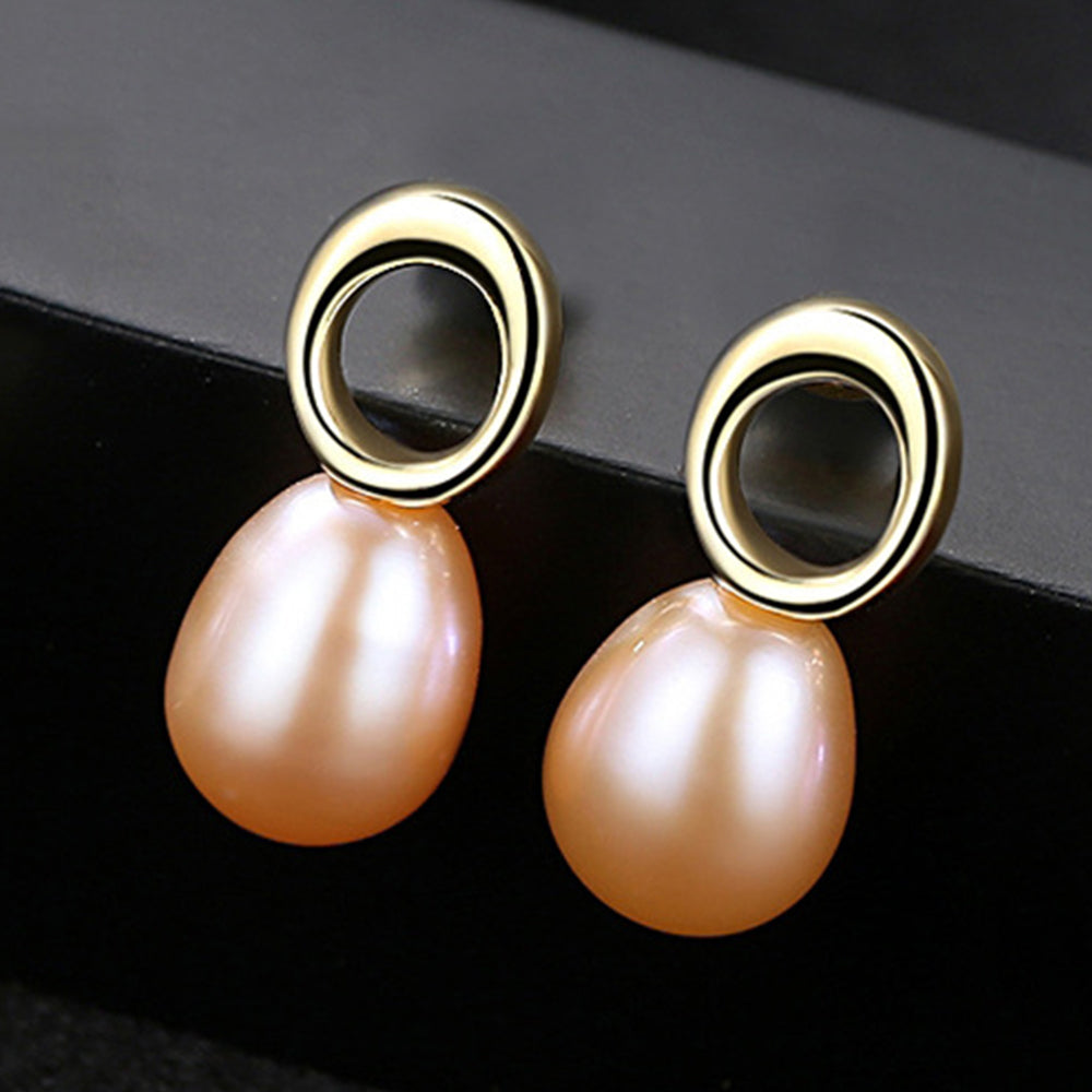 925 Sterling Silver Natural Pearl Drop Earrings Fashion Jewelry Gift for Women Girls