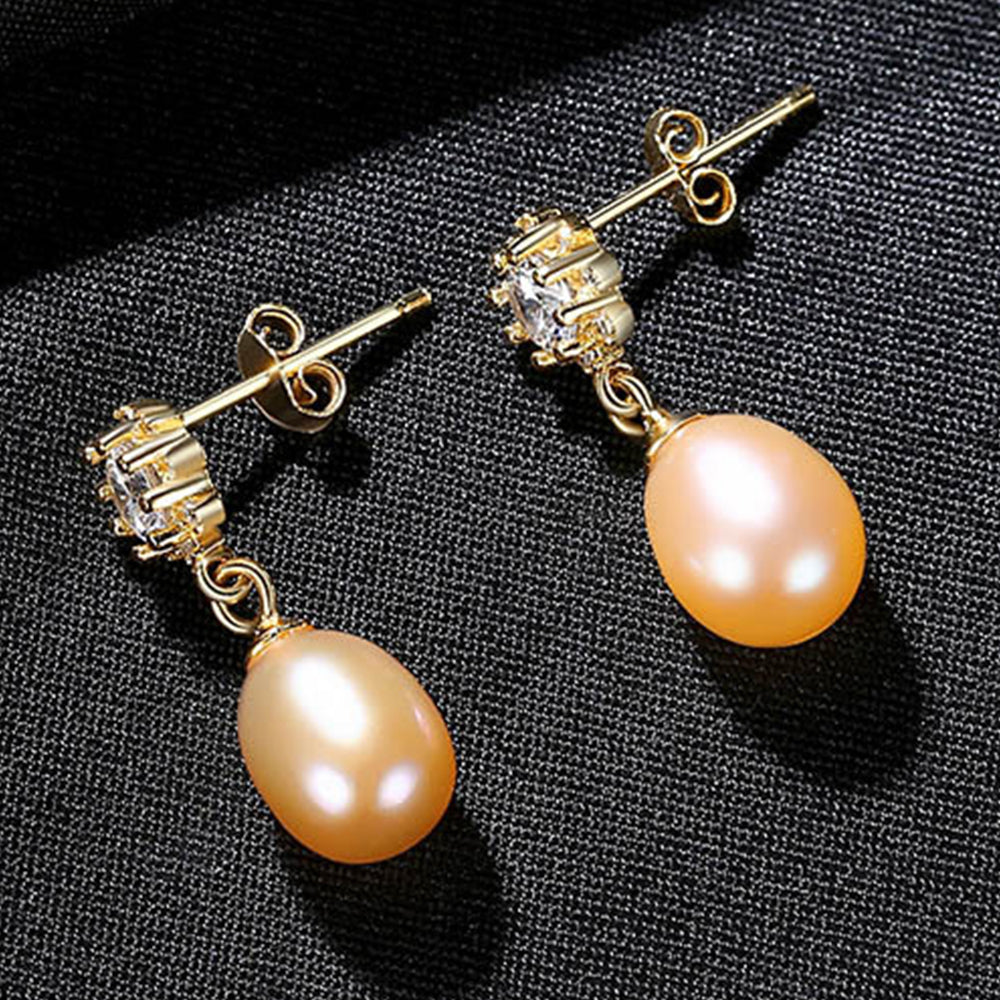 925 Sterling Silver Natural Pearl Drop Earrings Fashion Jewelry Gift for Women Girls