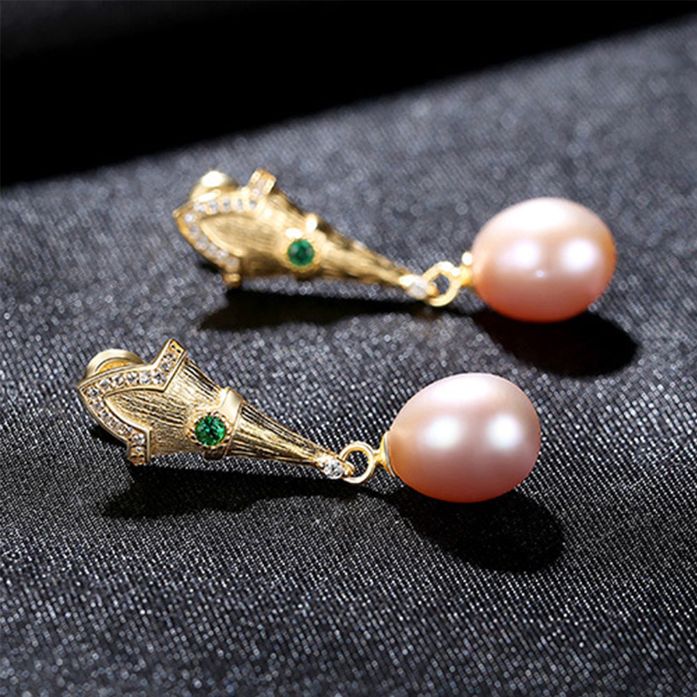 925 Sterling Silver Natural Pearl Drop Earrings Fashion Jewelry Gift for Women Girls