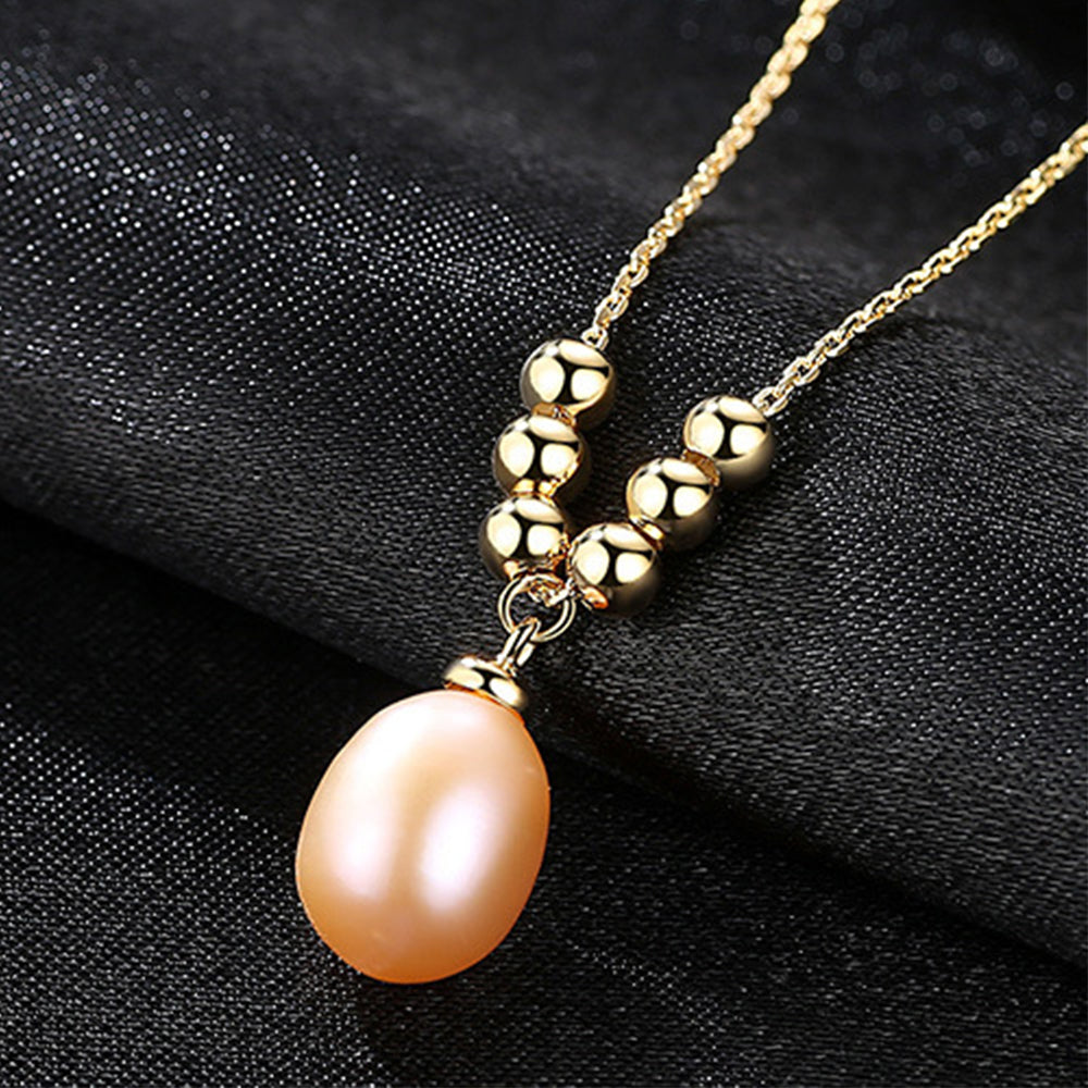 925 Sterling Silver Natural Pearl Drop Necklace Fashion Jewelry Gift for Women Girls