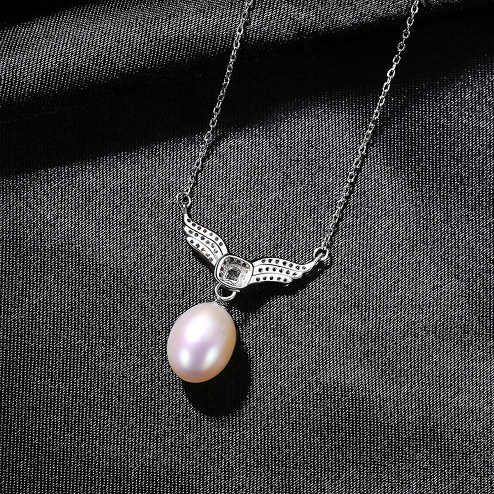 925 Sterling Silver Natural Pearl Drop Necklace Fashion Jewelry Gift for Women Girls