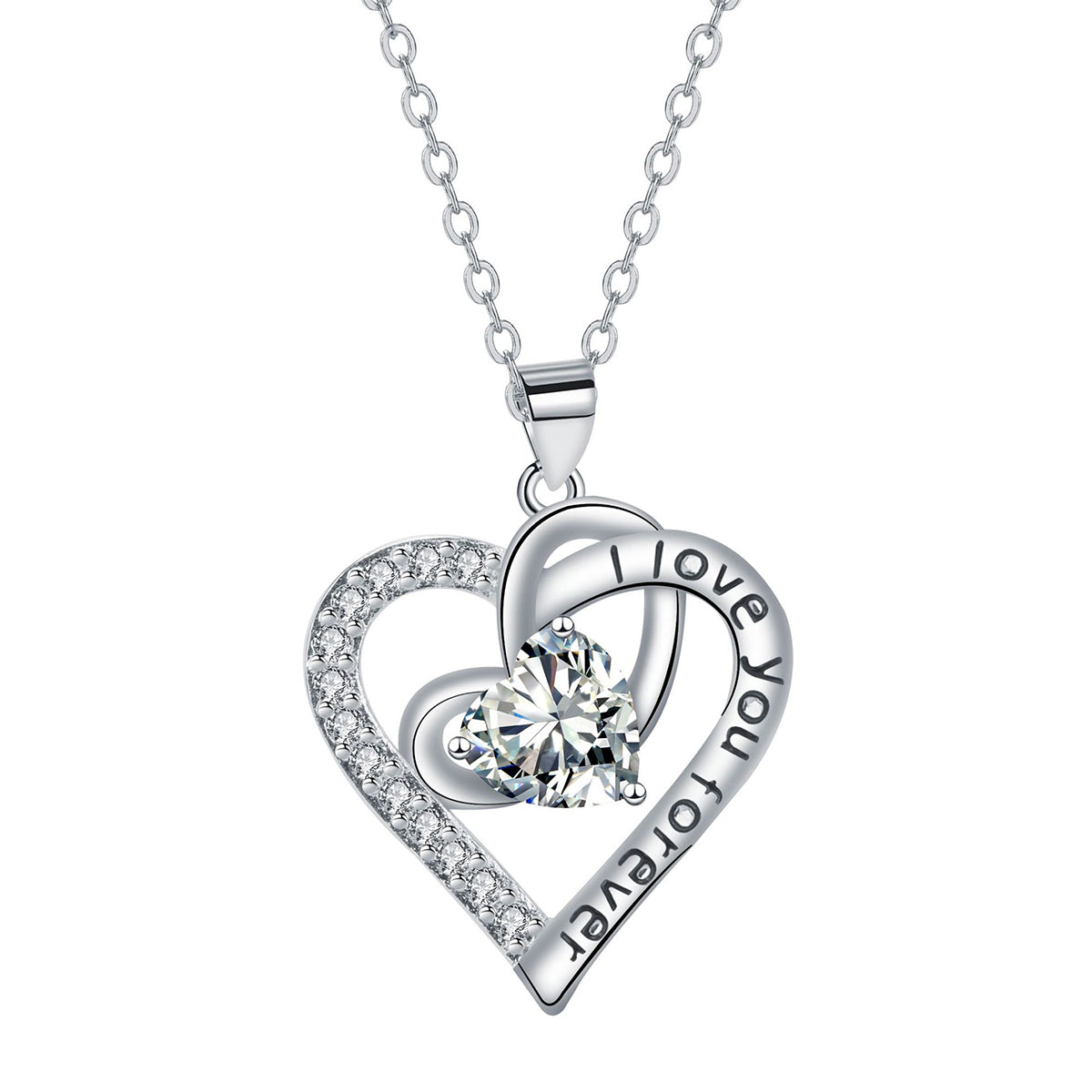 Copper With Silver Plated Heart Pendant Necklace