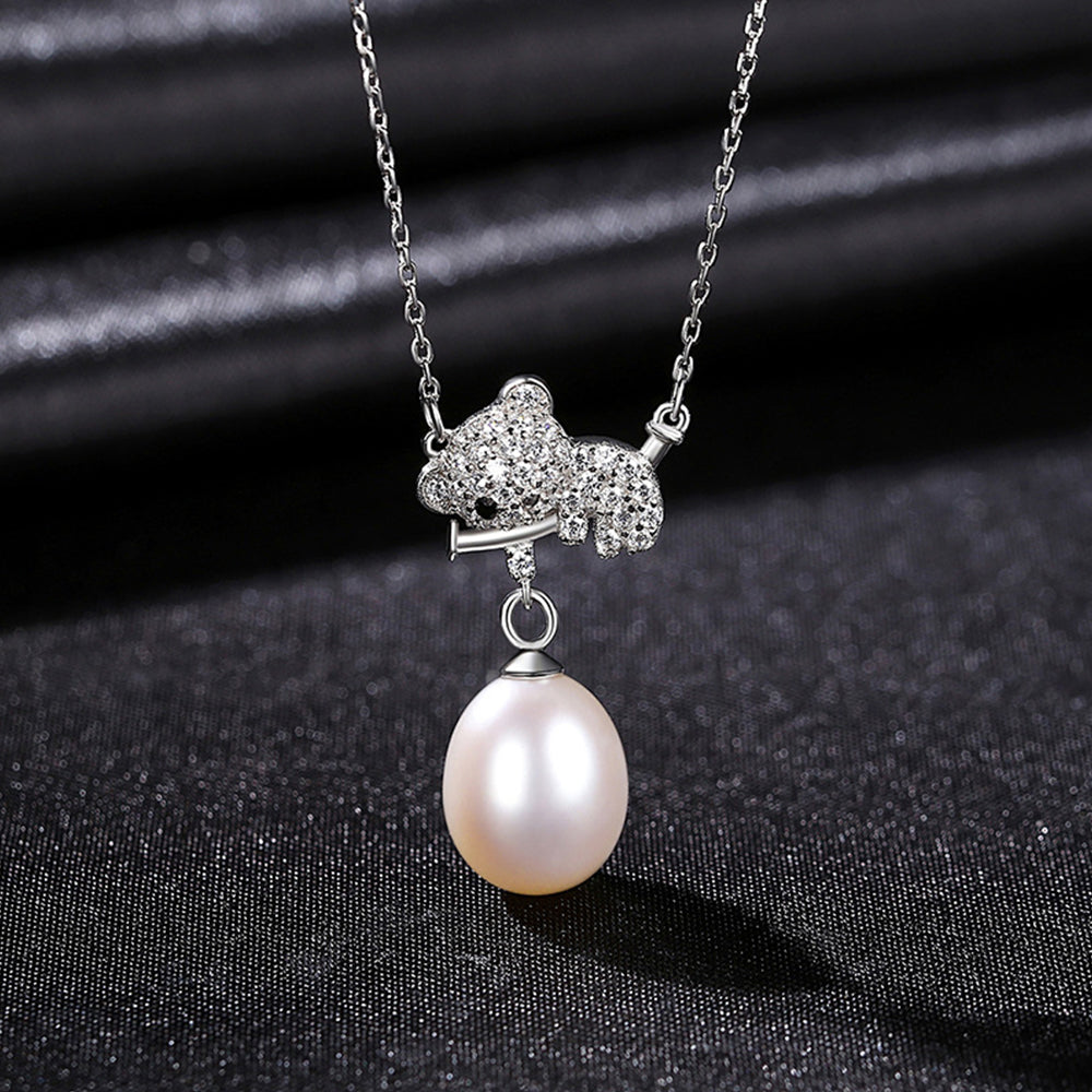 925 Sterling Silver Natural Pearl Drop Necklace Fashion Jewelry Gift for Women Girls