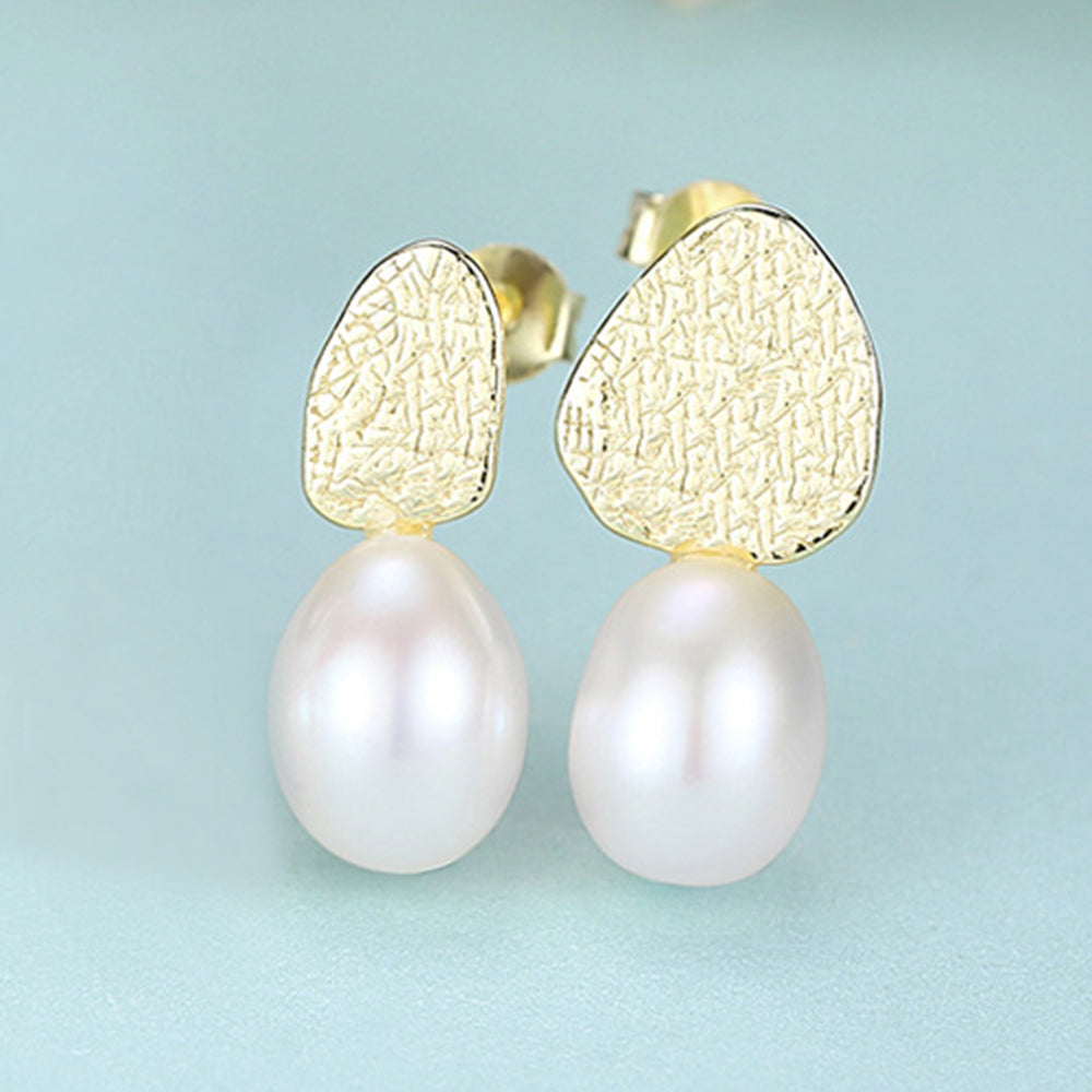 925 Sterling Silver Natural Pearl Drop Earrings Fashion Jewelry Gift for Women Girls