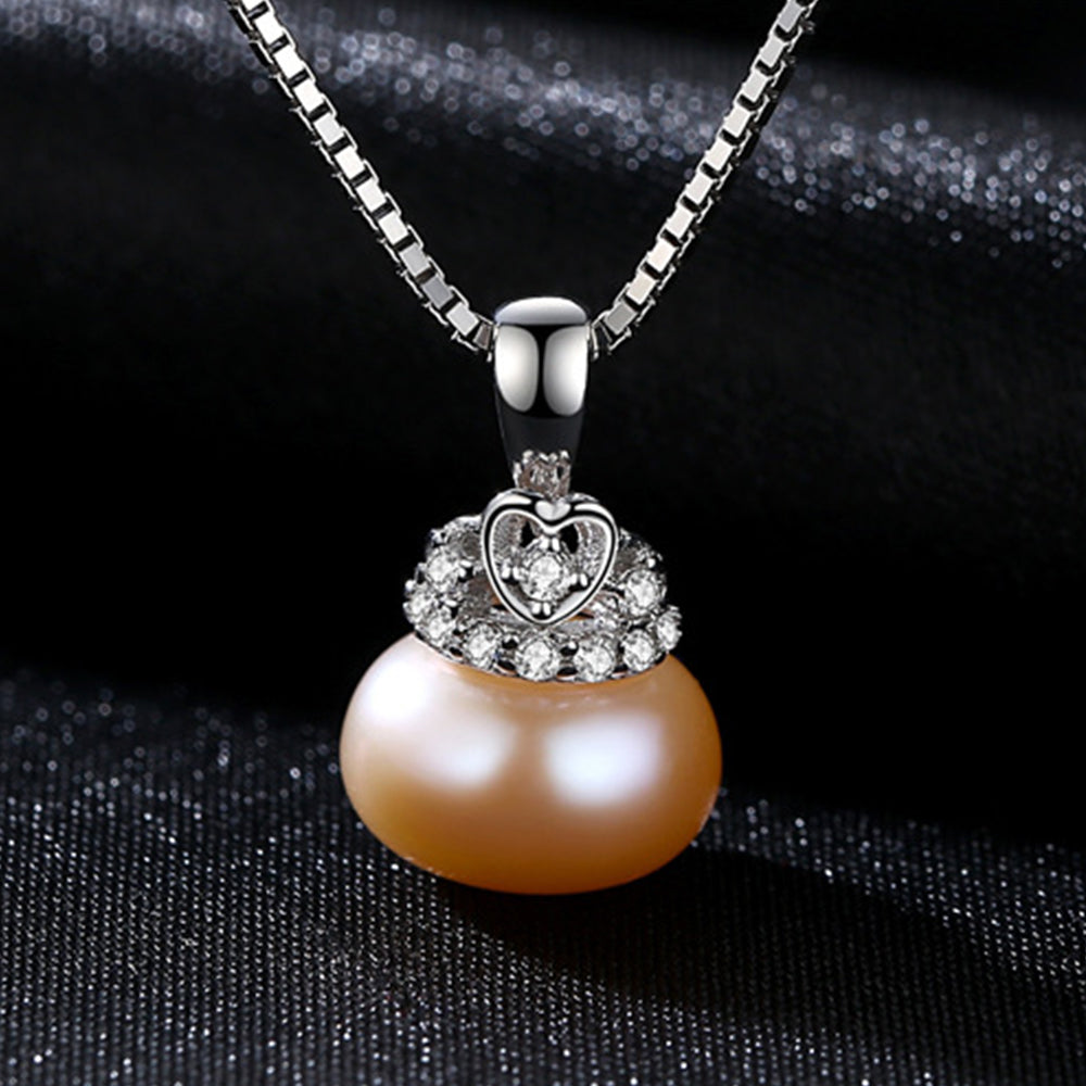 925 Sterling Silver Natural Pearl Drop Necklace Fashion Jewelry Gift for Women Girls